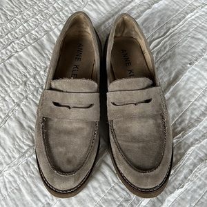 Anne Klein grey faux suede loafer